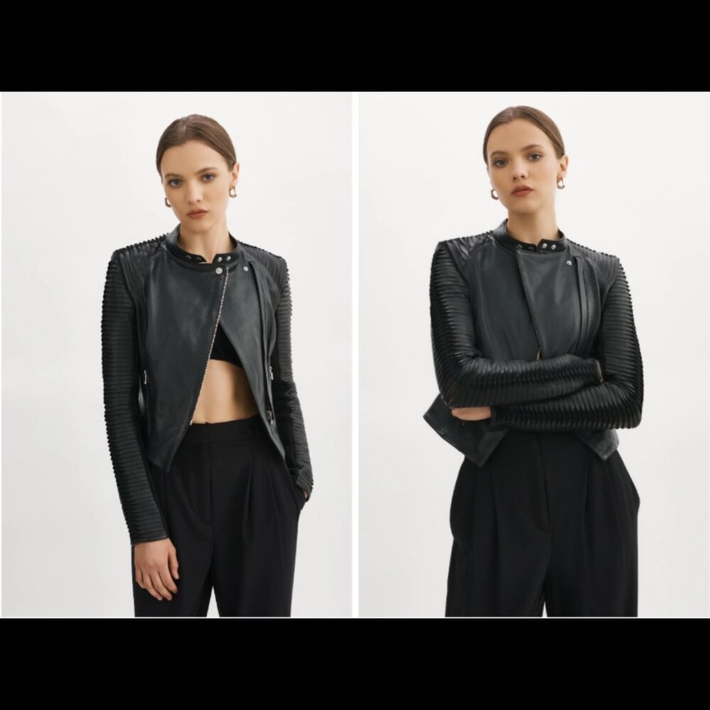 LAMARQUE Azra Black Leather Jacket - Size S
